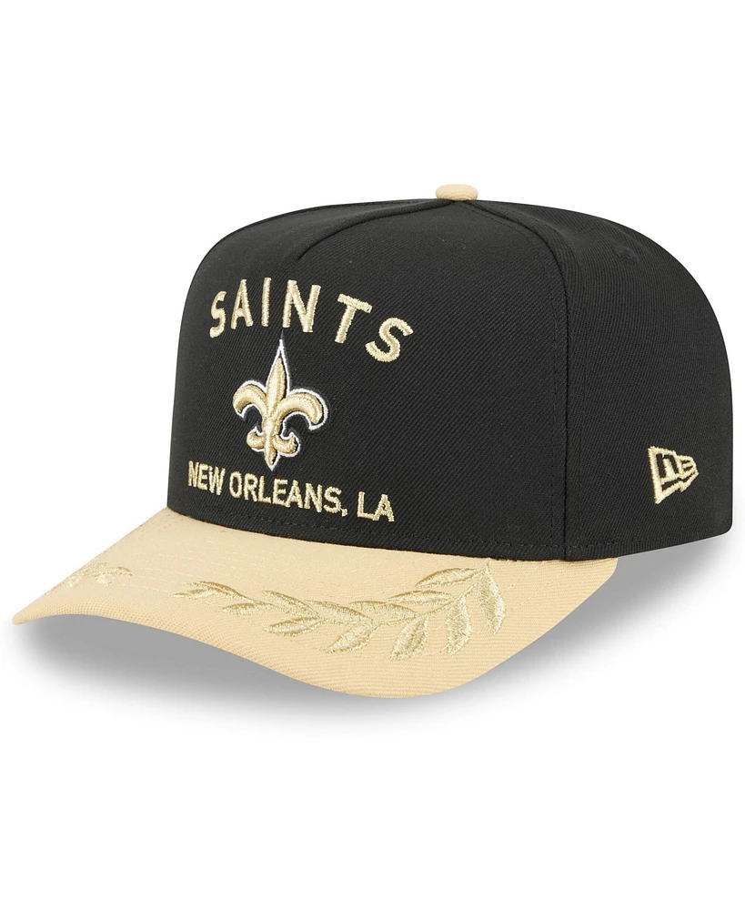 New Era Men's Black/Gold New Orleans Saints 2025 Nfl Draft A-Frame 9FIFTY Snapback Hat
