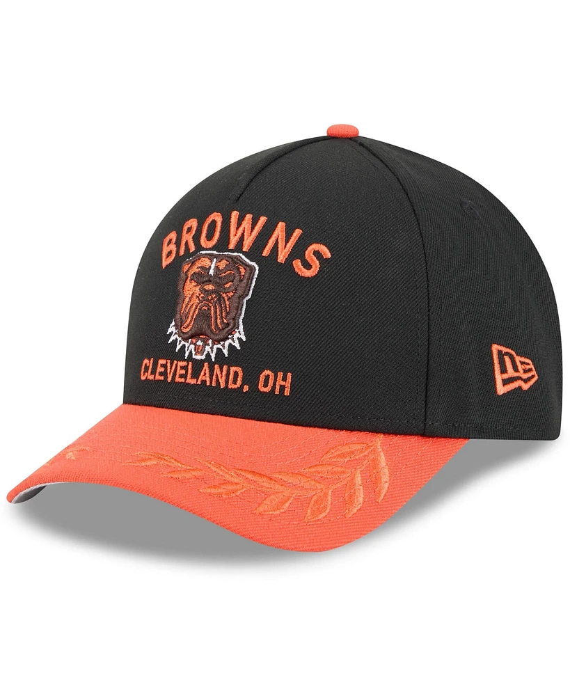 New Era Men's Black/Orange Cleveland Browns 2025 Nfl Draft 9FORTY A-Frame M-Crown Adjustable Hat