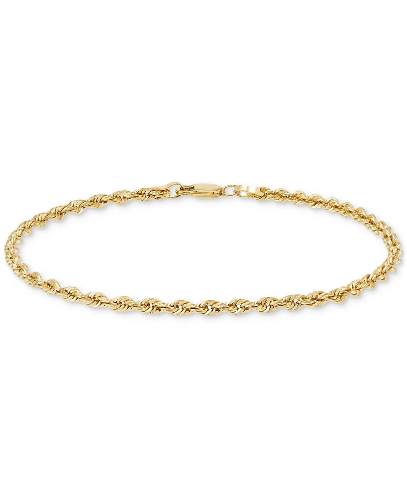 Polished Glitter Rope Link Chain Bracelet in 14k Gold
