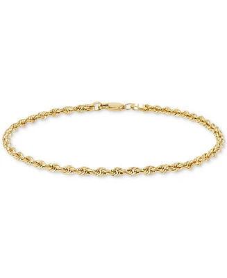 Polished Glitter Rope Link Chain Bracelet in 14k Gold