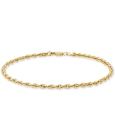Polished Glitter Rope Link Chain Bracelet in 14k Gold
