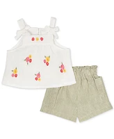 Rare Editions Baby Girls Embroidered Gauze Top & Shorts, 2 Piece Set