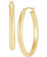 Polished Tube Classic Medium Hoop Earrings in 10k Gold, 1.2"