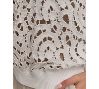 Donna Karan New York Women's Short-Sleeve Crochet Top