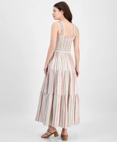 Anne Klein Women's Striped Smocked-Bodice Tiered Dress