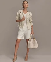 Donna Karan New York Women's Crochet Cotton Blend Cardigan