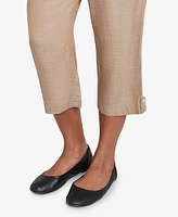 Alfred Dunner Women's Summer Solstice Relaxed Button Tab Capri Pants