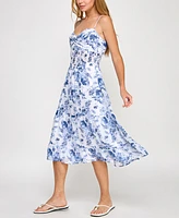 Trixxi Juniors' Floral-Print Midi Dress