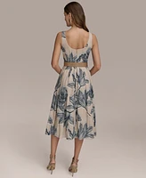 Donna Karan New York Women's Sleeveless Linen-Blend Belted Dress