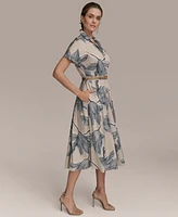 Donna Karan New York Women's Belted Floral Shirtdress