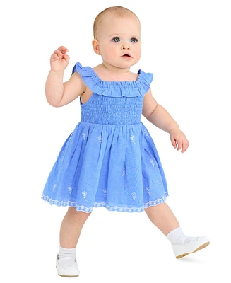 Rare Editions Baby Girls Smocked Eyelet Dress