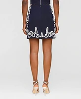 Avec Les Filles Women's Seahorse Embroidered Mini Skirt