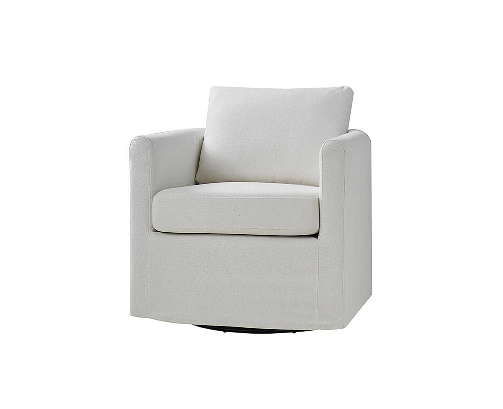 Modern Asser Slipcovered Swivel Chair