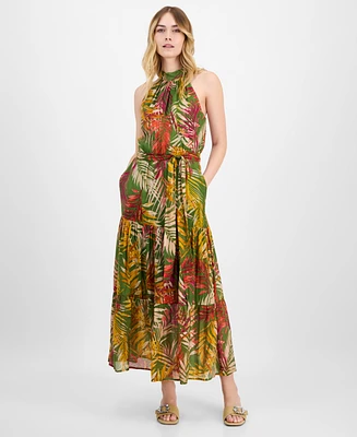 Anne Klein Women's Printed Chiffon Halter Maxi Dress