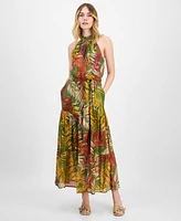 Anne Klein Women's Printed Chiffon Halter Maxi Dress