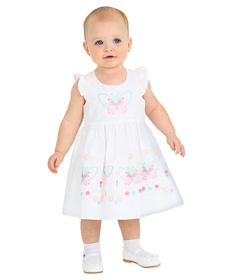 Rare Editions Baby Girls Butterfly Embroidered Dress