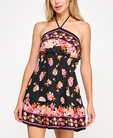 Trixxi Juniors' Floral-Print Halter-Neck Mini Dress