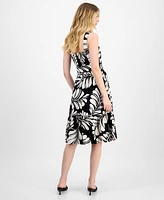 Anne Klein Women's Printed Linen Fit & Flare Dress