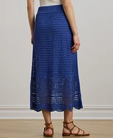 Lauren Ralph Women's Pointelle-Knit Linen-Blend Sweater Skirt