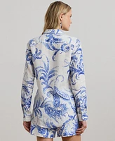 Lauren Ralph Women's Relaxed-Fit Paisley Linen Shirt