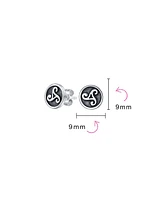 Bling Jewelry Ancient Circle Round Disc Spiral Small Celtic Irish Trinity Symbol Triskele Stud Earrings Oxidized Sterling Silver