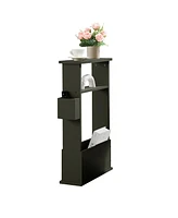 Kings Brand Furniture Zeke Narrow Side Table with Storage Shelf - Modern Sofa End Table, Small Nightstand Magazine Rack (Lemon Pepper)