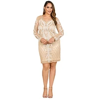 Lara Women's Long Sleeve Cocktail Dress with V-Neckline