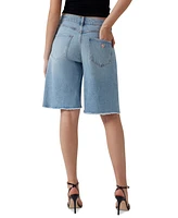 Guess Women's Kai High-Rise Wide-Leg Raw-Hem Shorts