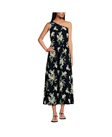 Lands' End Women's Creaseless One Shoulder Midi Dress