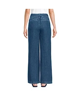 Lands' End Women's High Ridge Twill Pull On Pleated Wide Leg Pants