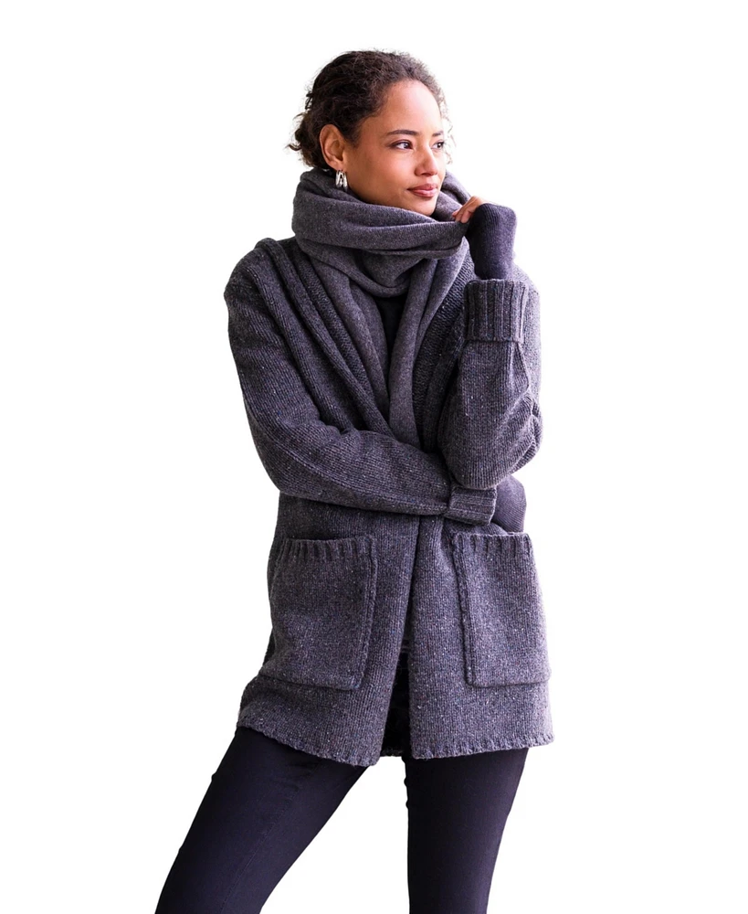 Celtic & Co. Women's Merino Flecked Hooded Coatigan