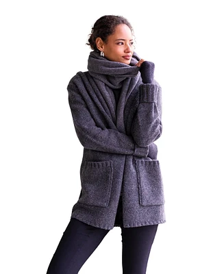 Celtic & Co. Women's Merino Flecked Hooded Coatigan