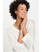 Olsen Women's Open Knit Sparkle Pullover