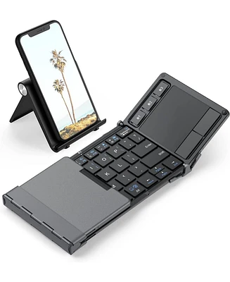 Foldable Keyboard, BK08 Bluetooth Keyboard with Sensitive Touchpad, Multi Devices, Pocket-Sized Tri-Folding Portable Keyboard