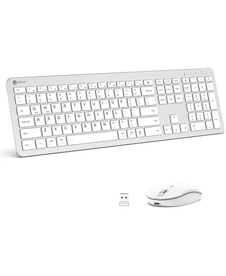 Wireless Keyboard and Mouse, GK08 White Keyboard Mouse Combo, Ergonomic, Quiet