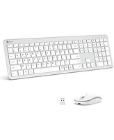 Wireless Keyboard and Mouse, GK08 White Keyboard Mouse Combo, Ergonomic, Quiet