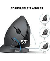 Ergonomic Mouse, 2.4G Wireless Vertical Mouse with 4 Adjustable Dpi, Silent Click, 7 Buttons, 3 Adjustable Tilt