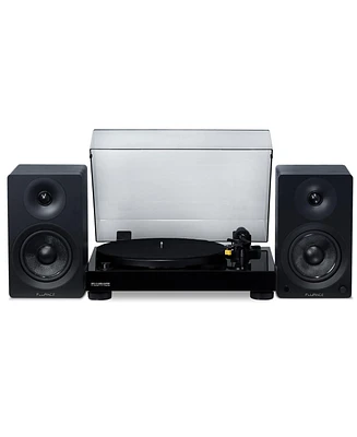 Fluance RT80 Classic High Fidelity Vinyl Turntable with Ai41 Powered 5" Stereo Bookshelf Speakers, Diamond Stylus, Belt Drive, Built-in Preamp, 90W Cl