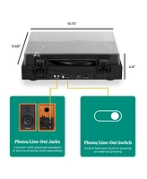 Electrohome Montrose Vinyl Record Player 2-Speed Belt-Drive Turntable, with Audio-Technica Stylus, Speed Control Motor, Built-in Preamp, Wood Plinth,