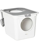 PawHut Cove Cat Litter Box, Kitty Litter Box with Scoop,