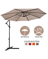 Gymax 10' Hanging Umbrella Outdoor Patio Market Banana Offset