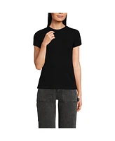 Lands' End Women's Drapey Rib Fitted Short Sleeve Mini T-Shirt
