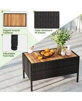 Gymax 8 Piece Outdoor Patio Rattan Furniture Set Rattan Conversation Set w/ Chairs & Loveseat
