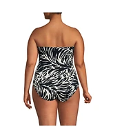 Lands' End Plus Slender Suit U-Wire Bandeau One Piece Swimsuit