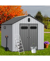 Mondawe 810Ft Resin Plastic Outdoor Storage Shed For Backyard Garden Big Spire Tool Storage