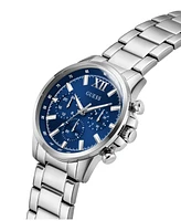 Guess Men's Multifunction Silver Tone Stainless Steel Watch, 44mm