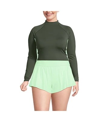 Lands' End Plus Long Sleeve Cropped Upf 50 Rash Guard