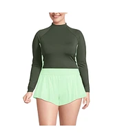 Lands' End Plus Long Sleeve Cropped Upf 50 Rash Guard