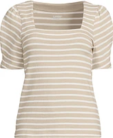 Lands' End Plus Puff Sleeve Mariner Square Neck Top