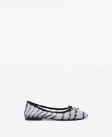 Mango Women's Animal Print Mesh Ballerina Flats